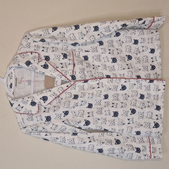 Boden Brushed Cotton Pyjama Shirt Cat Print Size M NWT - Picture 4 of 11
